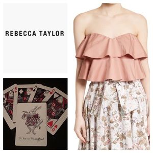 New Rebecca Taylor Ruffle Crop Top Dusty Rose …